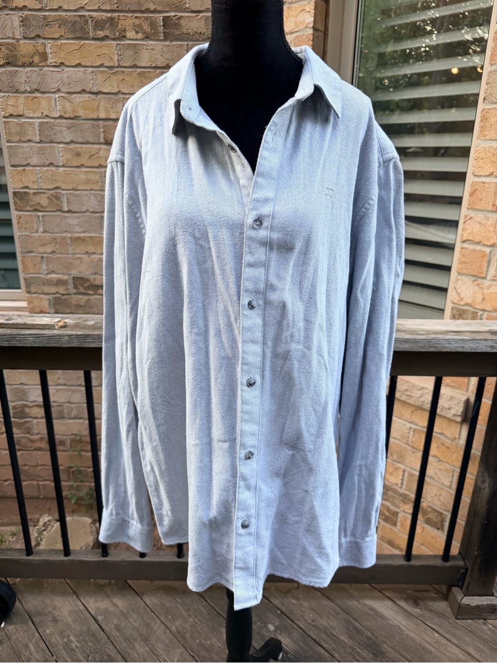 RIVER ISLAND Grey & White Stripe Light Weight Button Up Shirt SZ XL 100% Cotton